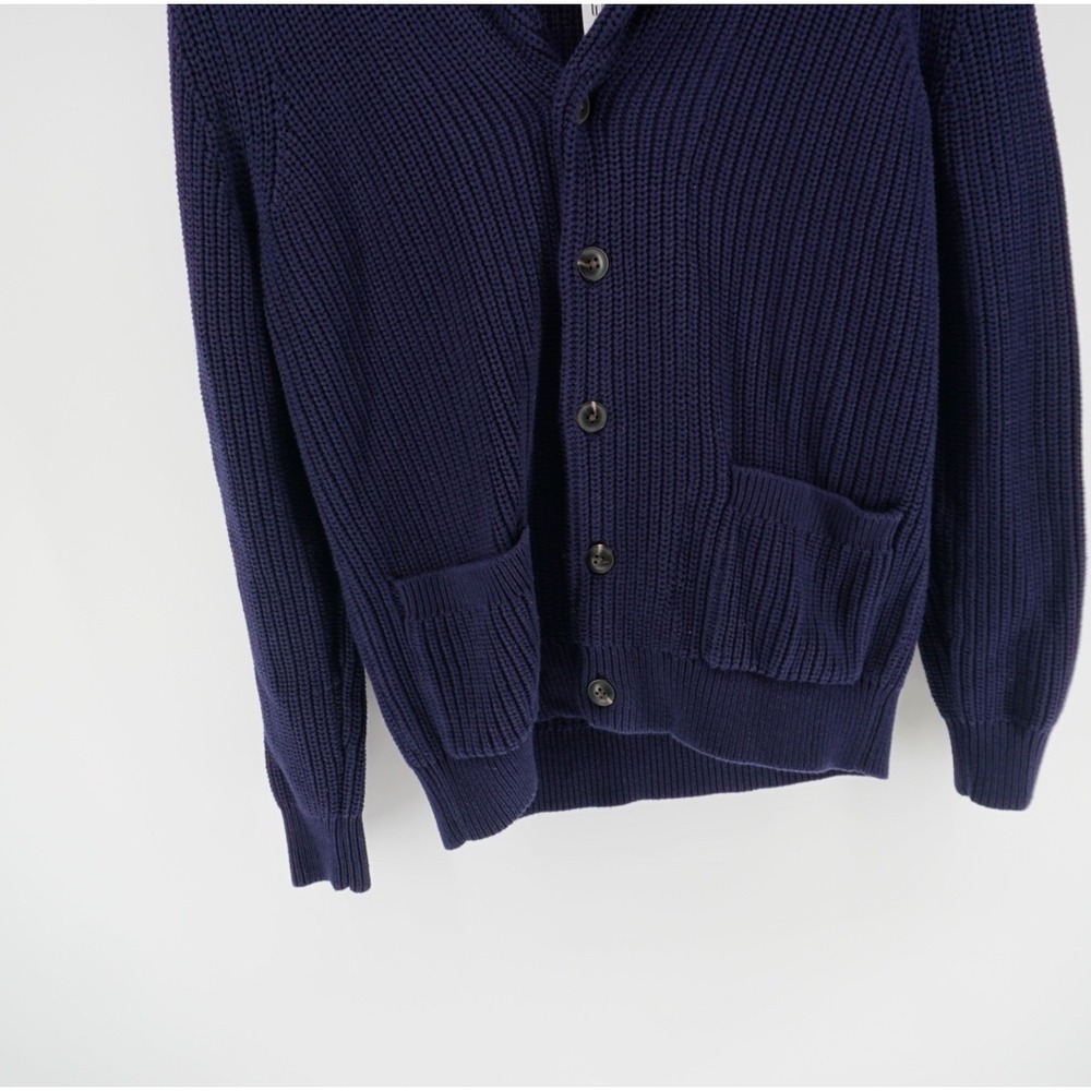 Gap Mens Navy Blue Shawl Collar Ribbed Knit Cardigan Sweater Small NEW Academia - Picture 8 of 12